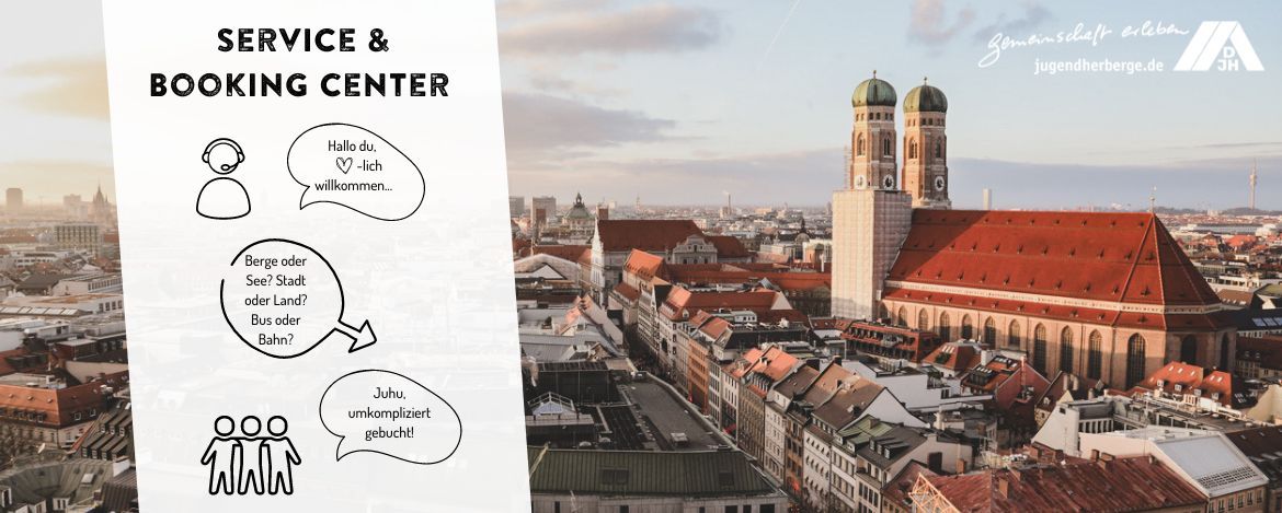 Panoramabild von München mit Infos zum Service und Bookingprozess